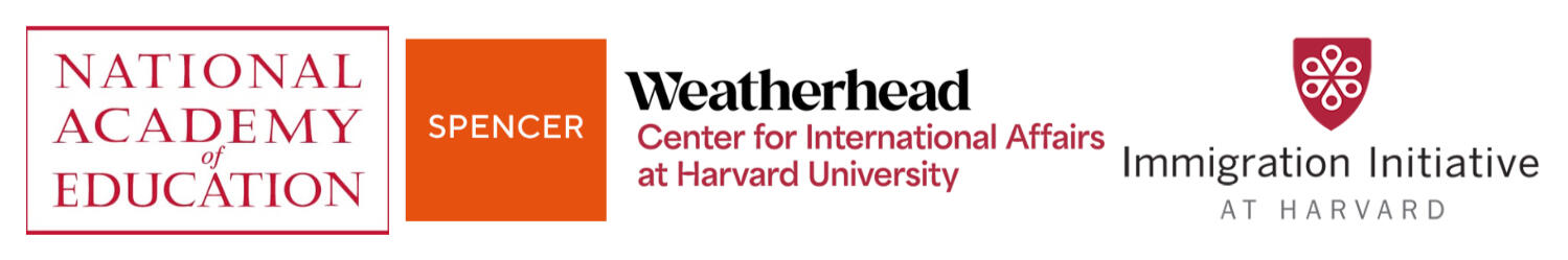 Logos of the National Academy of Education, the Spencer Foundation, the Weatherhead Center for International Affairs at Harvard, and the Immigration Initiative at Harvard.